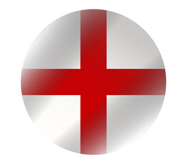 Obraz premium English flag rendered as a glossy circular badge, featuring the red St. George's Cross on a white background.