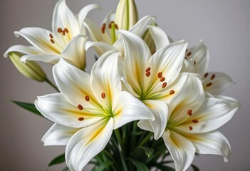 Fototapeta premium Elegant white lilies arranged in a classic bouquet, flower arrangement, plant