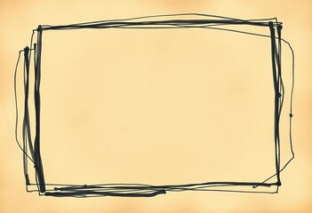 Rustic, irregular frames sketched in charcoal on aged paper, hand drawn, charcoal