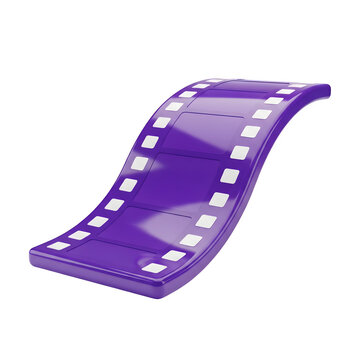 A sleek purple film strip with a modern and dynamic wavy design. isolated on transparent background