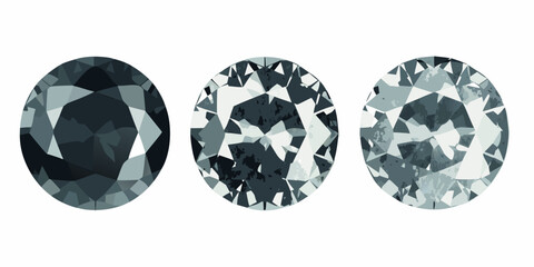 Three oval diamonds in grayscale showing different levels of cut and sparkle