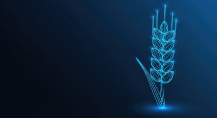 Fototapeta premium Glowing blue digital wheat stalk representing advanced agricultural technology and innovation