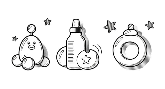 Baby Rattle Line Drawing