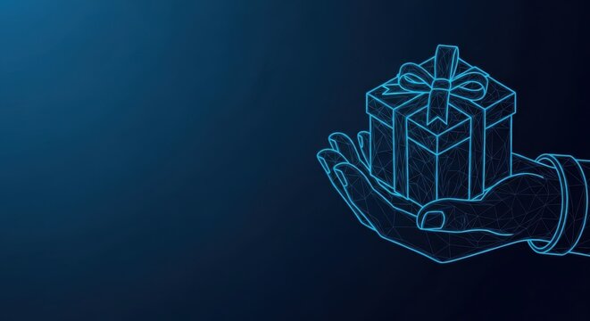 Hand holding a gift box with a bow, representing generosity and special occasions