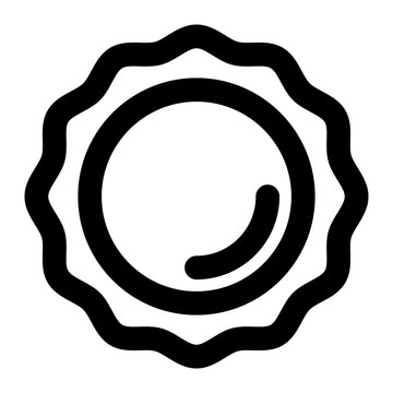 Minimalist line art icon of an egg tart with a flaky wavy crust. Black and white dessert illustration.

