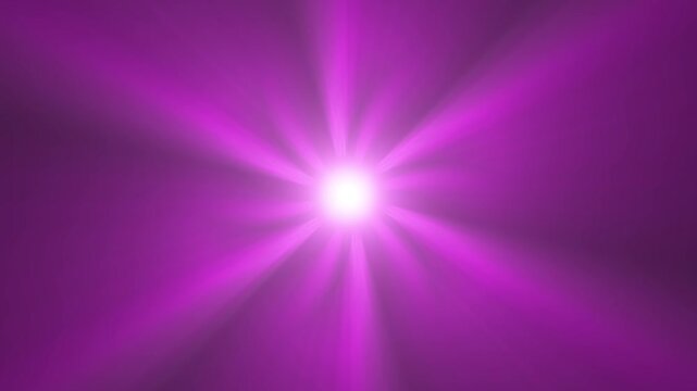 Vibrant abstract purple glowing starburst with central light rays and lens flare background VJ loop