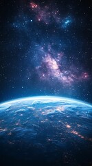 Stunning view of Earth from space with vibrant Milky Way galaxy