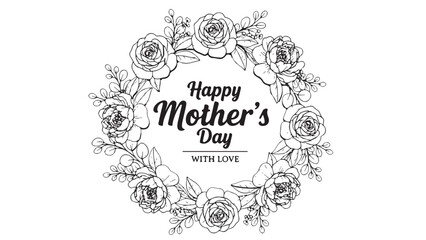Floral wreath Mother's Day greeting card design for holiday celebration messaging, appreciation gift cards, social media posts, event invitations, and seasonal promotional marketing materials