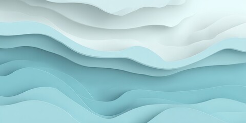 Fototapeta premium Layered Abstract Wave Pattern in Light Blue and White Colors with Subtle Shadows for Depth and Texture Perfect for Backgrounds
