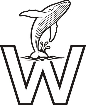 A simple black and white logo featuring a stylized letter w with a whale tail.
