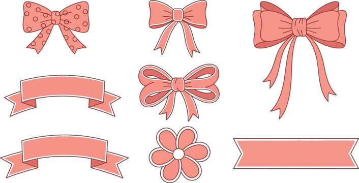 Mother's day vector graphics pink ribbons and bows for greeting cards