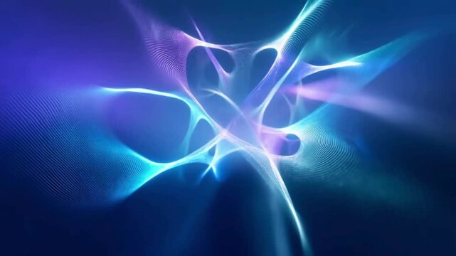 Abstract glowing neural network forming and pulsing, dynamic lines