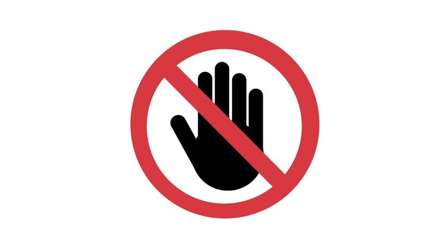 animated video of stop or don't touch sign