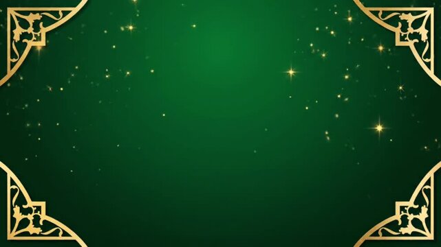 Minimal Green Background with Subtle Gold Islamic Frame