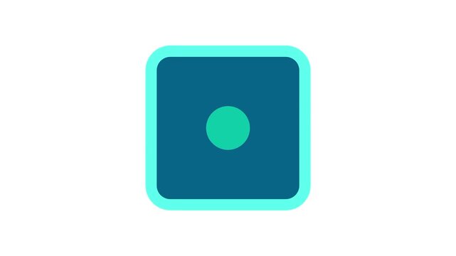 A rounded teal square contains two small overlapping circles in white and teal to create a clean and recognizable icon for a mobile application