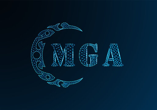 Low poly letter logo MGA design. MGA letter logo low poly vector design on blue color gradient background. MGA logo low poly design