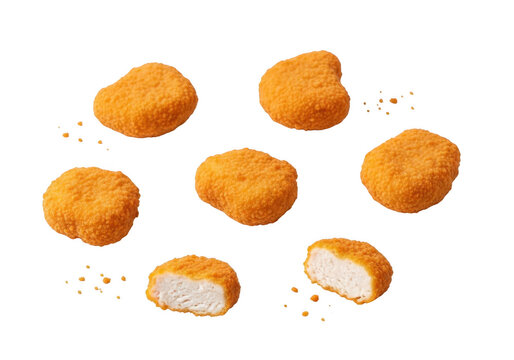 Breaded chicken nuggets isolated on transparent background