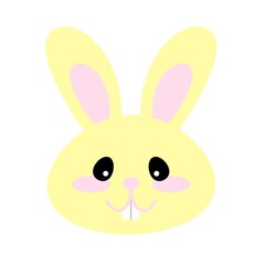 Obraz premium Bunny smiling face illustration. Cartoon bunny face. Cute rabbit icon character. Cute easter bunny illustration. Hand drawn face of bunny