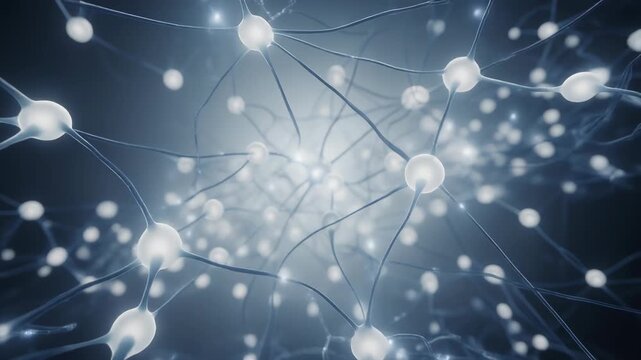 Abstract glowing neural network connections representing brain synapses and communication