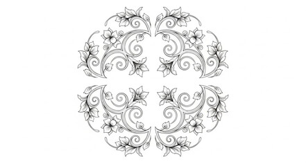 Intricate floral ornamental design in black and white.