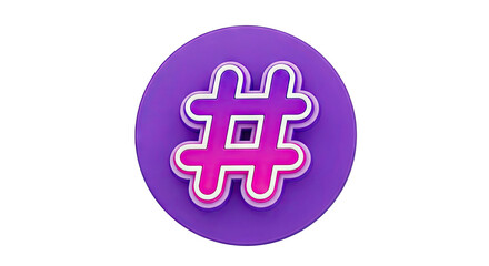 Fototapeta premium 3D Purple and Pink Hashtag Icon
