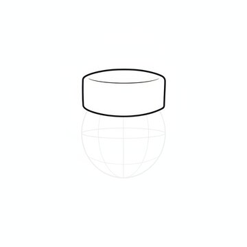 Anime manga line art of vintage pillbox hat front.
