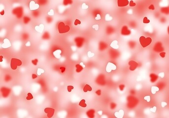 Obraz premium red and white falling hearts bokeh background for valentines day