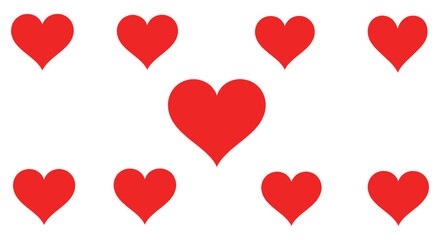 An array of vibrant red heart shapes arranged symmetrically