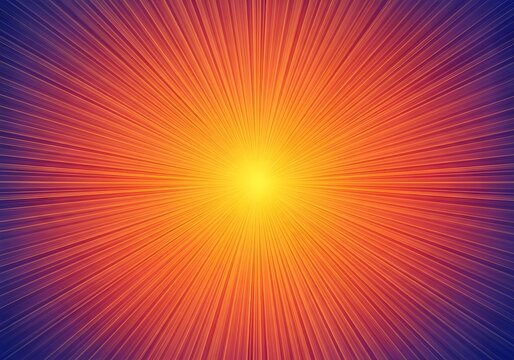 abstract warm sunburst with glowing light rays on orange background