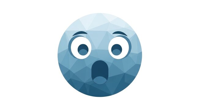 Minimalist App Icon of a Surprised Emoji with Geometric Double Shading