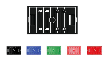 Overhead view of a soccer field with numerical markings silhouette © Lhvect02