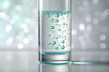 A clear glass of cold water with bubbles for a healthy liquid beverage isolated on a pure transparent background