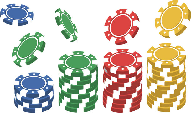 Title 1: Colorful Poker Chips Stack Collection  Casual Game Night Casino Tokens