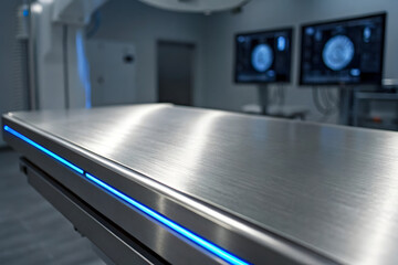 Table in the science lab with digital screen