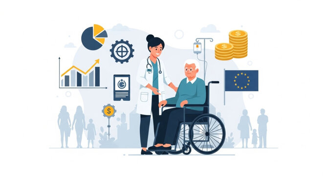 Feminization of Aging in Europe and Rising Healthcare Costs for Senior Women Concept with Welfare Sustainability Theme