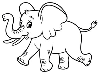 Obraz premium Whimsical Elephant: A charming, friendly illustration of an elephant, perfect for coloring and bringing joy to children