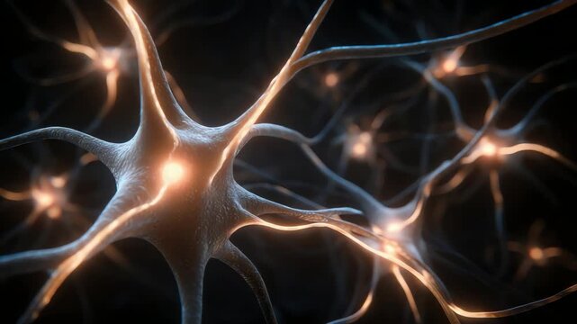 Intricate neural network showcasing interconnected neurons glowing against a dark background