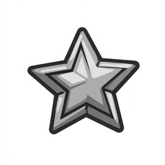 Silver Star Icon With Black Outline On White Background Vector Art