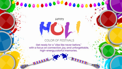 Obraz premium Vector illustration of Holi banner for sale and promotion for Festival of Colors celebration with message exclusive holi sale.