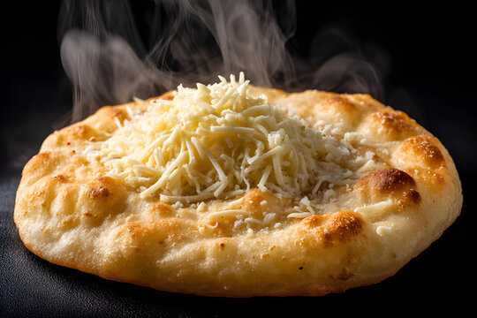 Freshly Fried Hungarian L&aacute;ngos with Melted Cheese Isolated on White Background