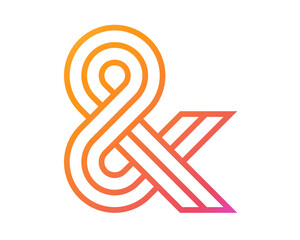 Modern ampersand symbol with a gradient of orange to pink, abstract design
