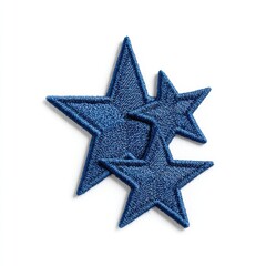 Obraz premium Two Blue Glitter Star Shapes on White Background With Shadow