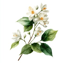 Obraz premium Elegant jasmine watercolor botanical illustration.