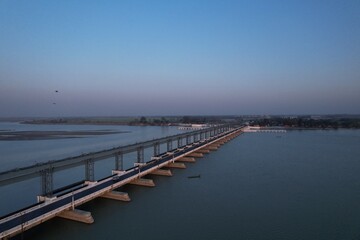 Obraz premium Koshi Barrage, India- Nepal Border, Bihar