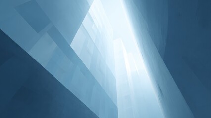 都市ビルを見上げる未来志向の抽象建築イメージ