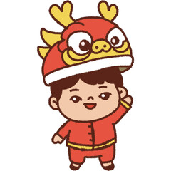 child wearing lion head