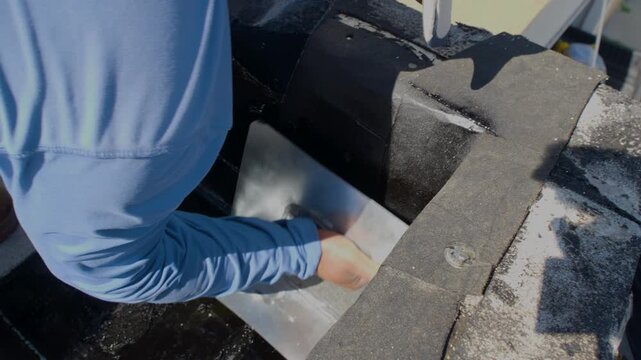 Cutting a piece granulated APP Torch Down