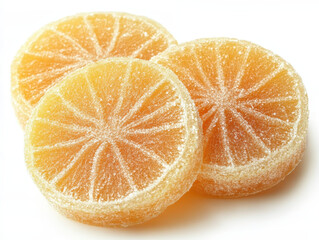 Orange candy jelly candy citrus sweet sugar coated gummy slice orange dessert fruit candy chewy candy confectionery macro three orange candy jelly candy citrus sweet sugar coated gummy slice
