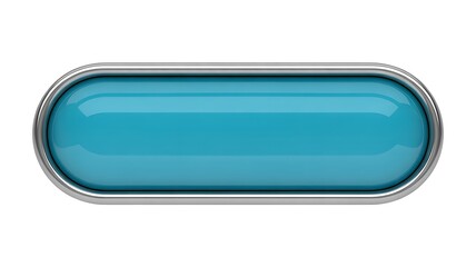 3 D Rendered Rectangular Button with Blue Gradient and Metallic Frame 1