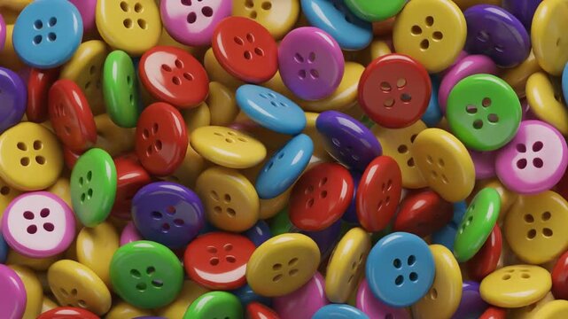 鮮やかな色のボタンが渦巻くポップで楽しい雰囲気のシームレスな映像素材